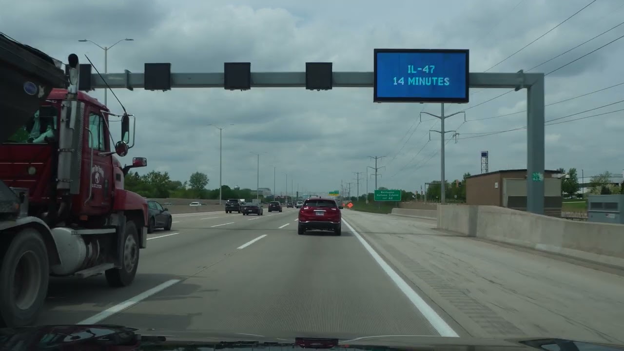 Schaumburg to Chicago I-90 Highway to Huntley (No Talk, No Music) 4K POV ASMR