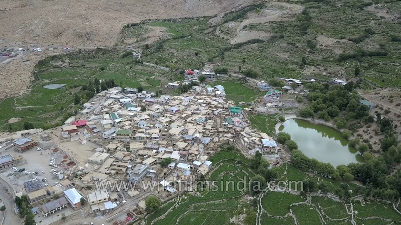 Trans-Himalayan Spiti : Nako village and lake, green oasis in high altitude desert