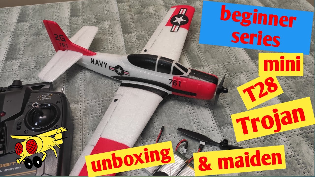 Beginner RTF mini T-28 Trojan unboxing and Maiden flight Eachine RC plane Volantex 761-9 RTF EPP 4CH