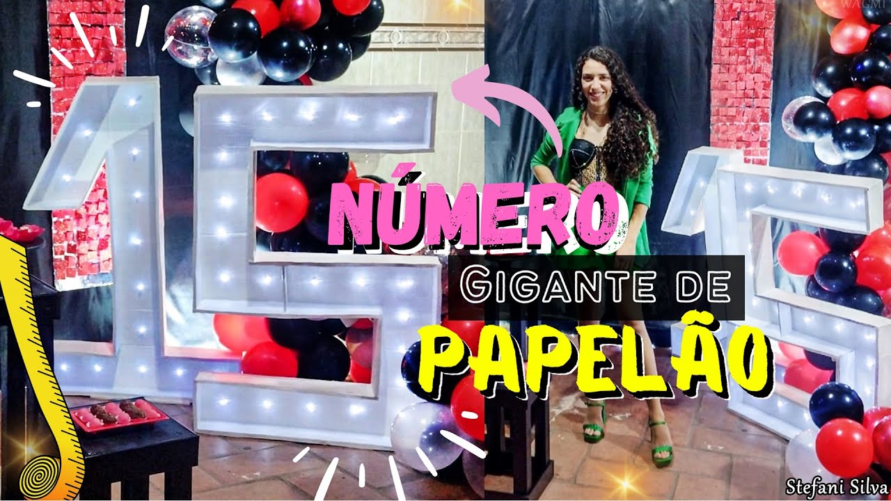 COMO FAZER NÚMERO GIGANTE DE PAPELÃO  PARA FESTAS