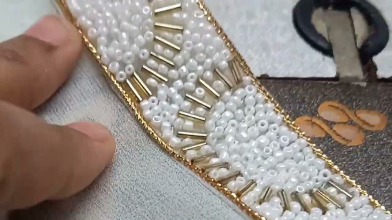 How to attach Moti lace on dupatta /dupatte per Moti wala lace kaise lagaye