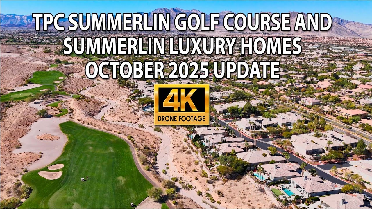 Поле для гольфа TPC Summerlin и роскошные дома Summerlin, октябрь 2025 г., кадры с дрона в разреш...