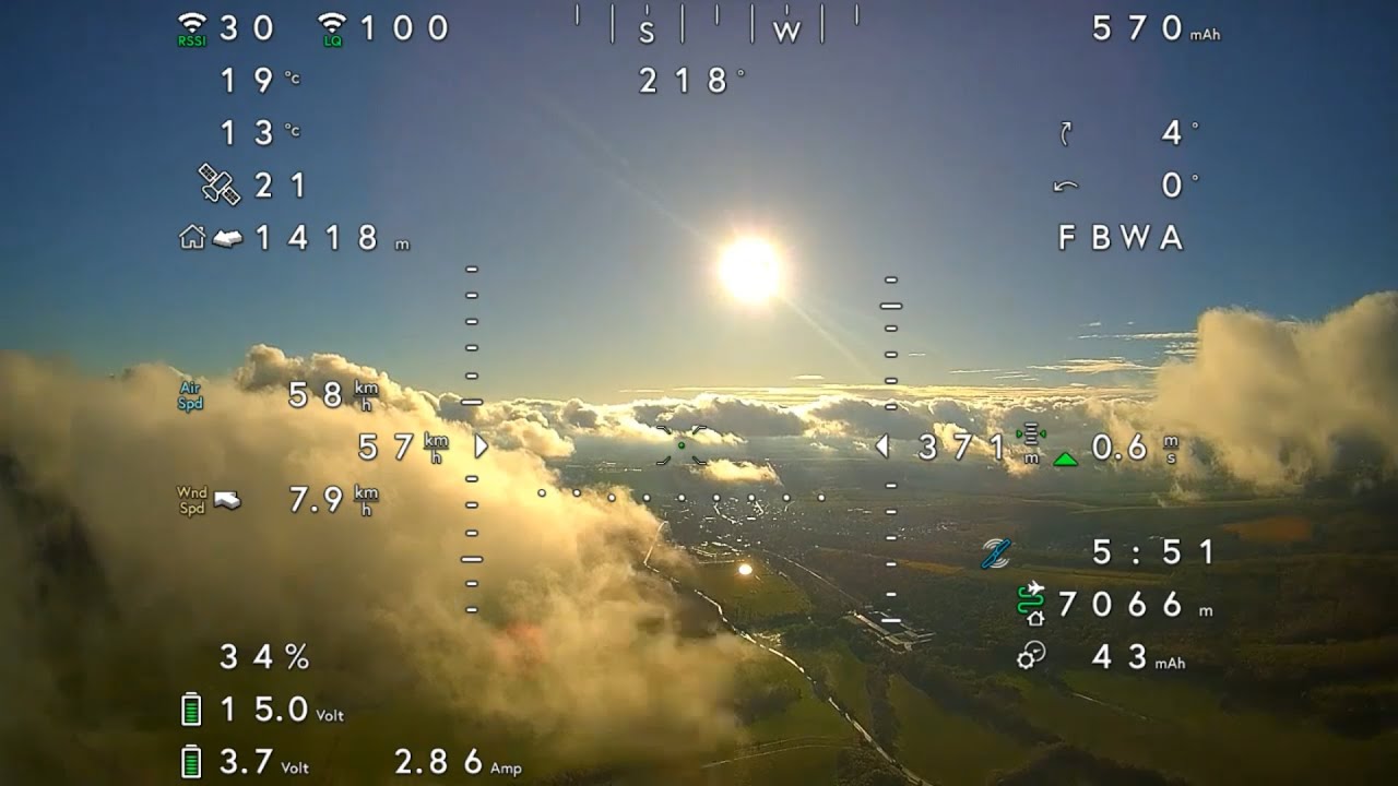 3D FPV Wing SwordFish Flight Above The Clouds and Sun