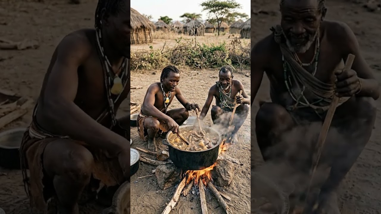 Hadzabe Cooking Wild Meat on Fire #Hadzabe #WildMeat #FireCooking #shorts