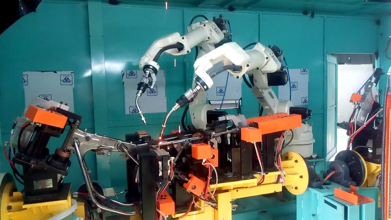 Two wheeler chassis welding by robot