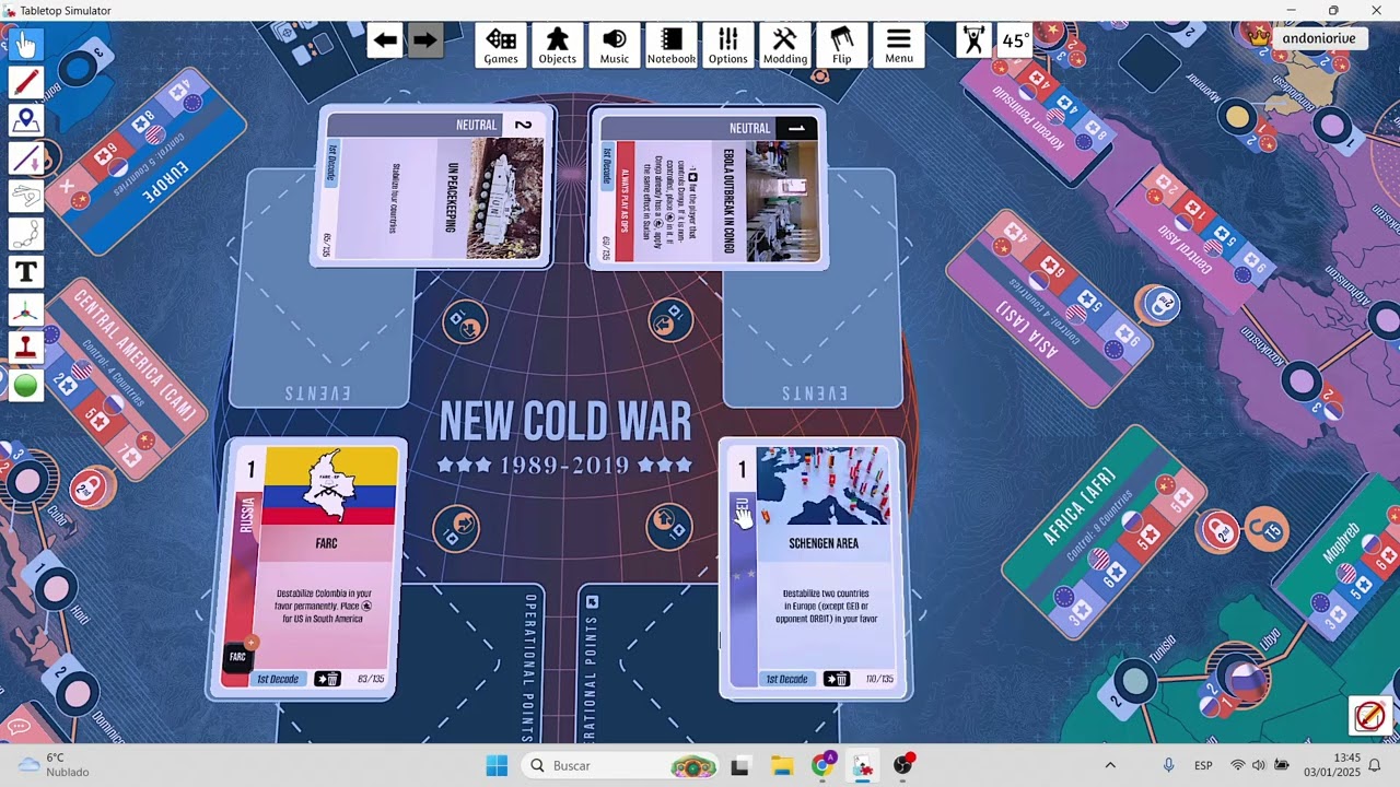 New Cold War example of play (turn 1)
