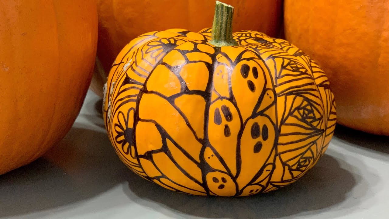 9 Zentangle Filler Patterns on my #Quigltangle Mini Pumpkin