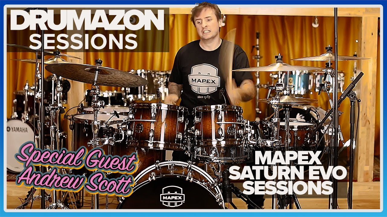 Andrew Scott plays the latest finish Mapex Saturn Evolution Drum Kit at Drumazon