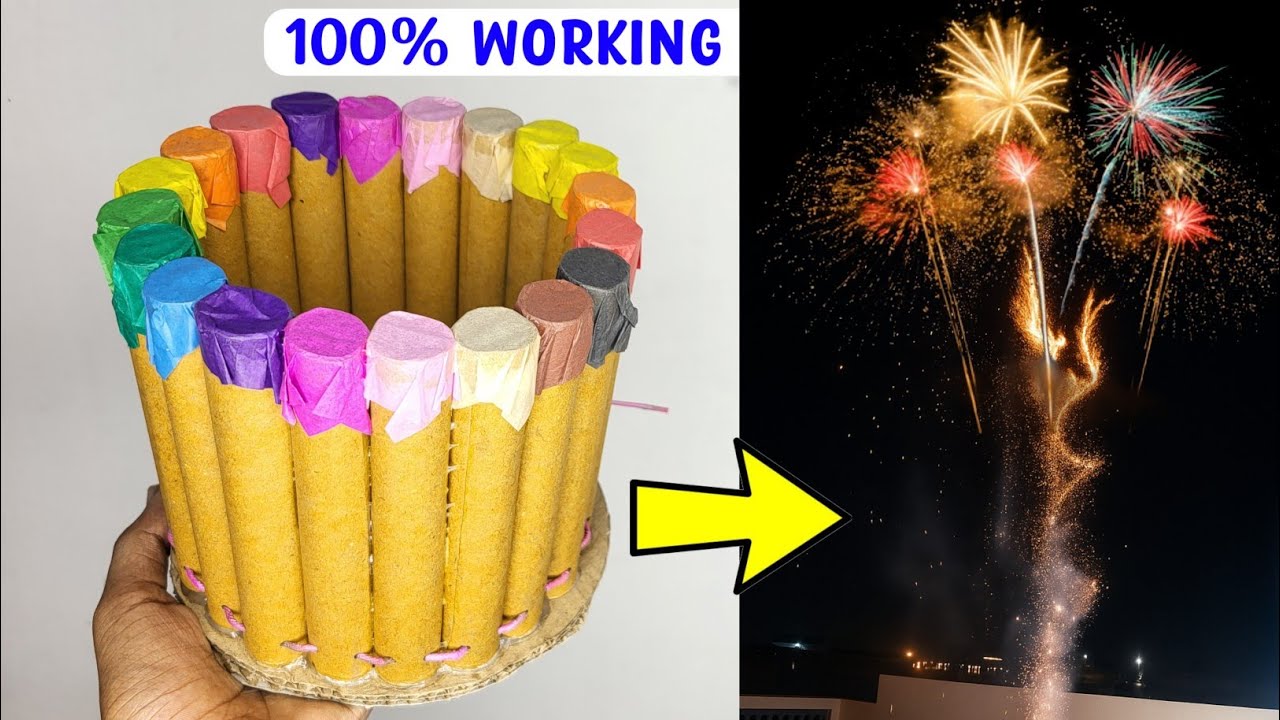 Colourfull skyshot with functions in sky , how to make skyshot cracker at home
