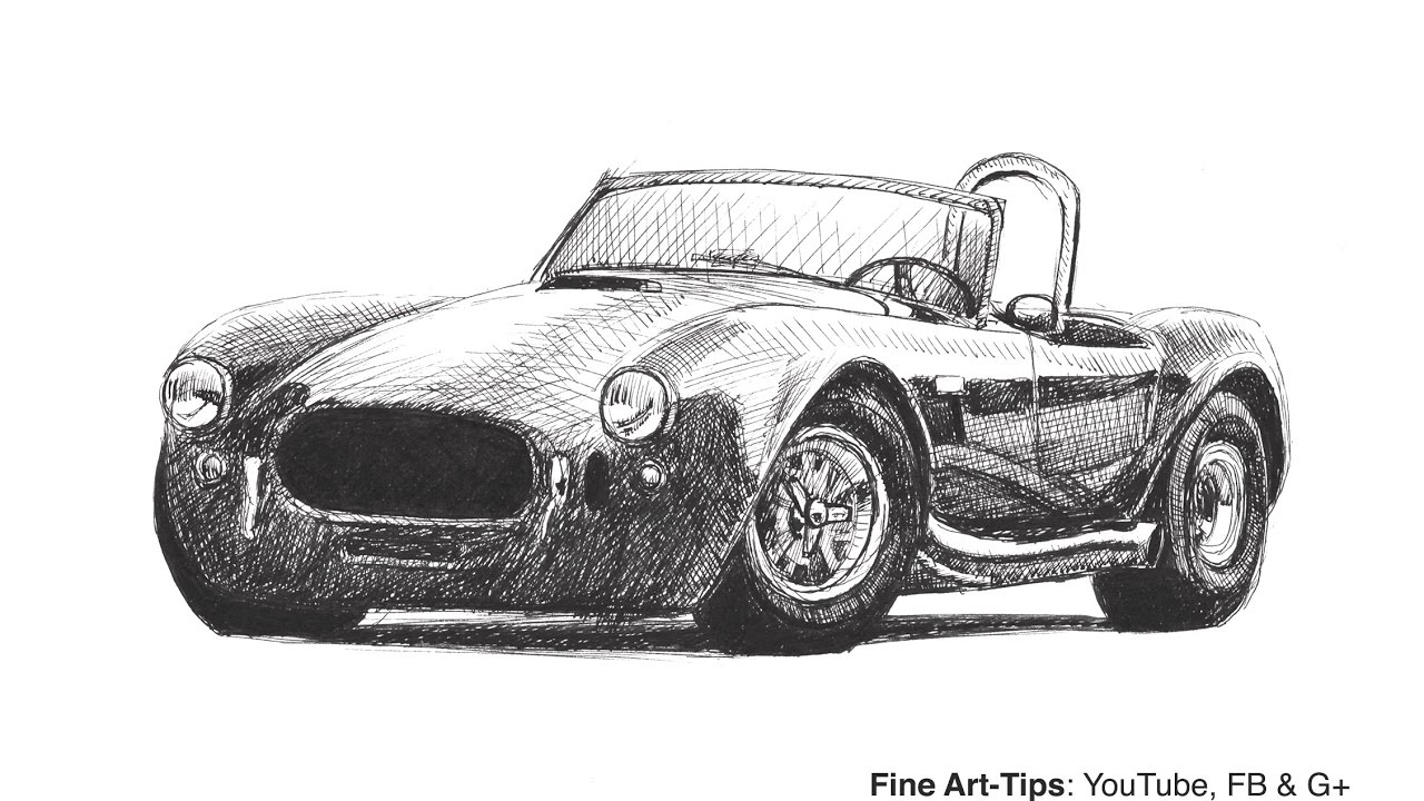 How to Draw a Shelby Cobra Car - With a Falcon Fountain Pen