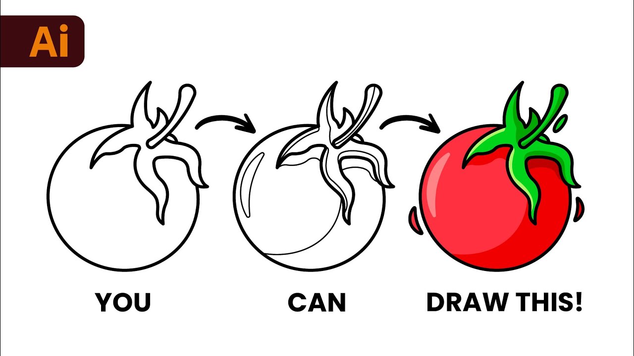 Учебное пособие по Adobe Illustrator для начинающих: создание векторного помидора из эскиза (HD)