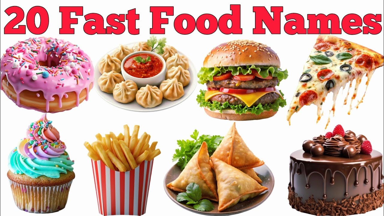 20 Fast Food Names In English & Hindi With Fun Facts | Fun Learning For Pre-school Children