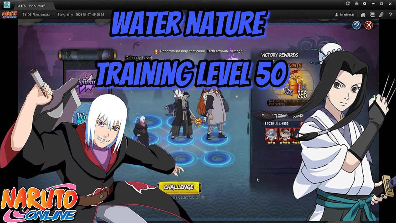 Naruto Online Water Nature Training Level 50 (One of the hardest nature training videos)