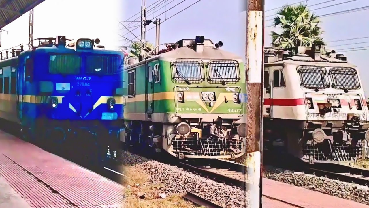 130kmph ⚡WAP -7 Rajdhani Express🚆Crezy Crossing Full Loaded WAG-9 oil Tanker Train 🚂