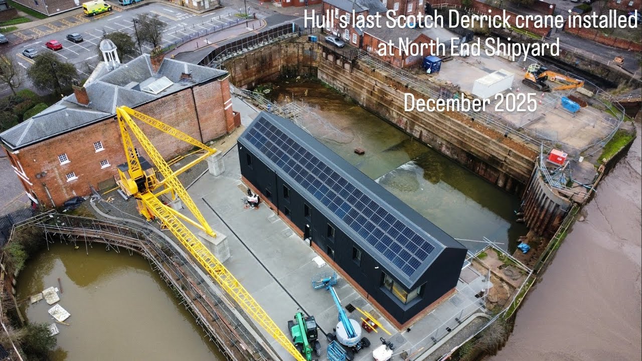 Hull's last Scotch Derrick crane has been installed at North End Shipyard 