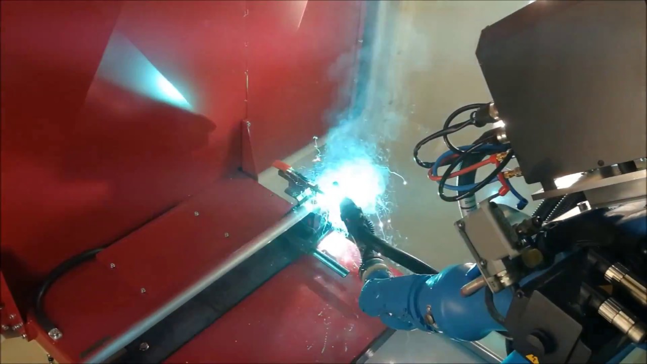 Alu MIG welding robot - about 7 seconds a weld - welding cell with welding robot