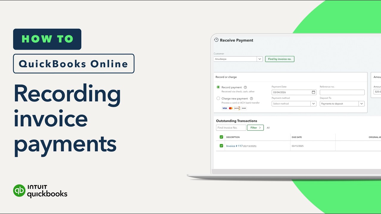 How to receive an invoice payment in QuickBooks Online and record a payment using undeposited funds