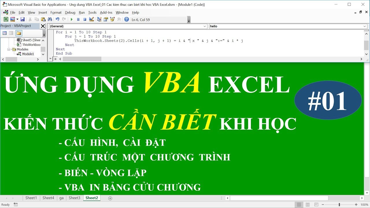 Ứng Dụng VBA Excel | Bài 01 Các Kiến Thức Cần Biết Khi Học VBA