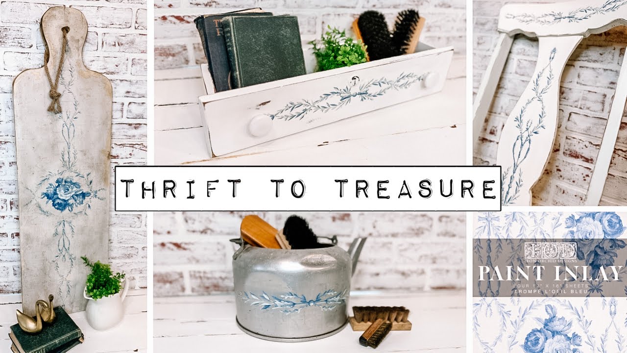 Thrift to Treasure - Upcycling 5 Thrifted & Curbside Finds using the NEW! IOD Paint Inlay - DIY’s