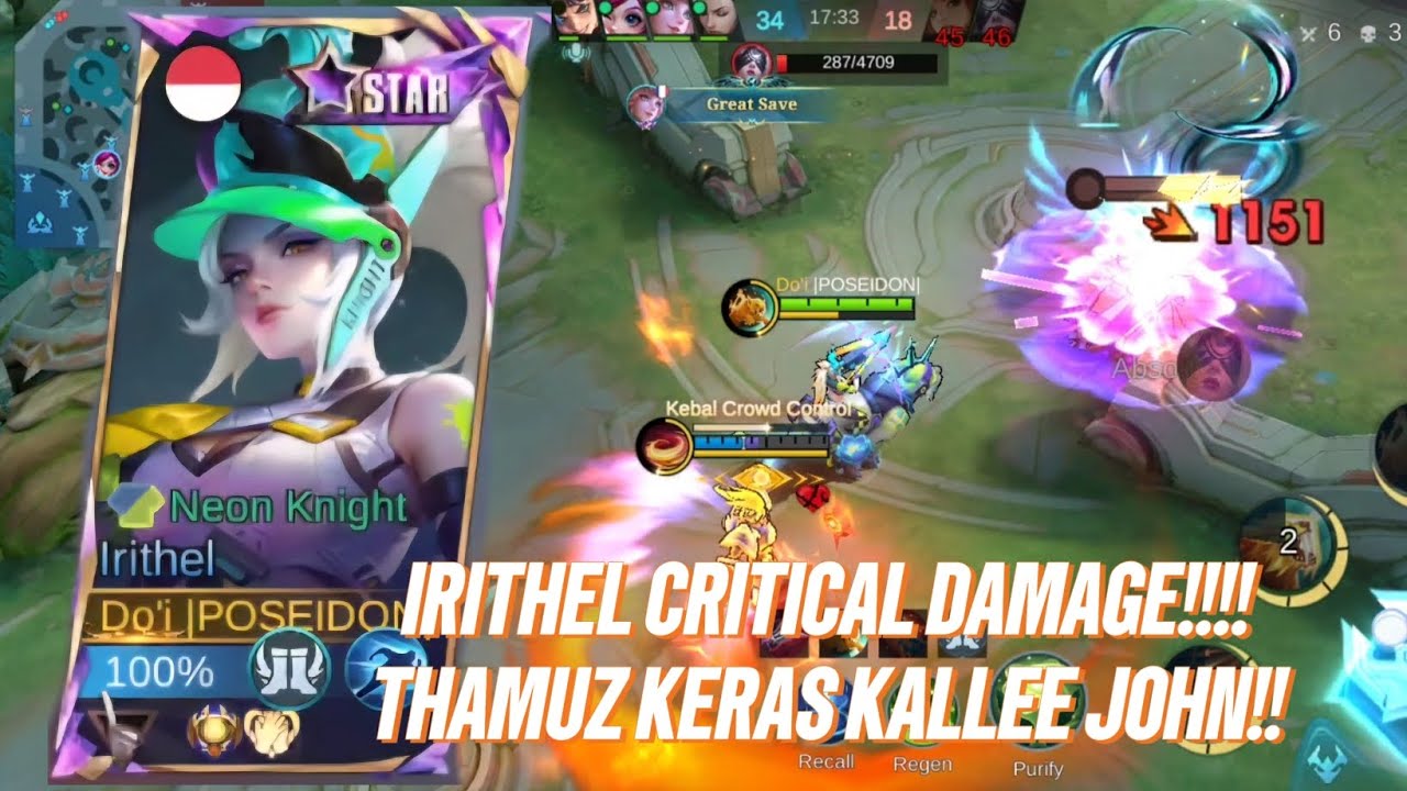 IRITHEL CRITICAL DAMAGE!!!! THAMUZ KERAS KALEE COY!!! - Mobile Legends