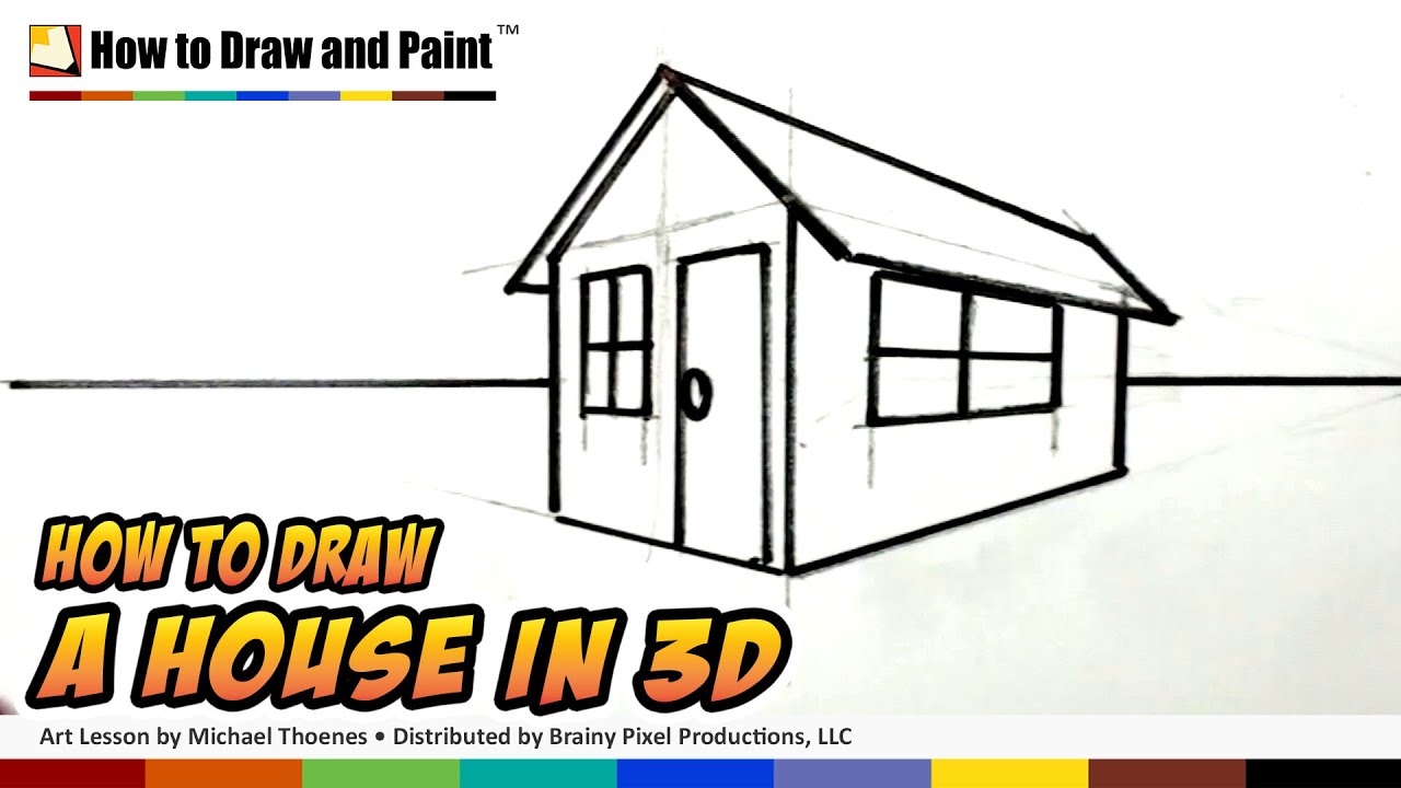 How to Draw a House in 3D for Kids -  Art for Kids - Easy Things to Draw | MAT