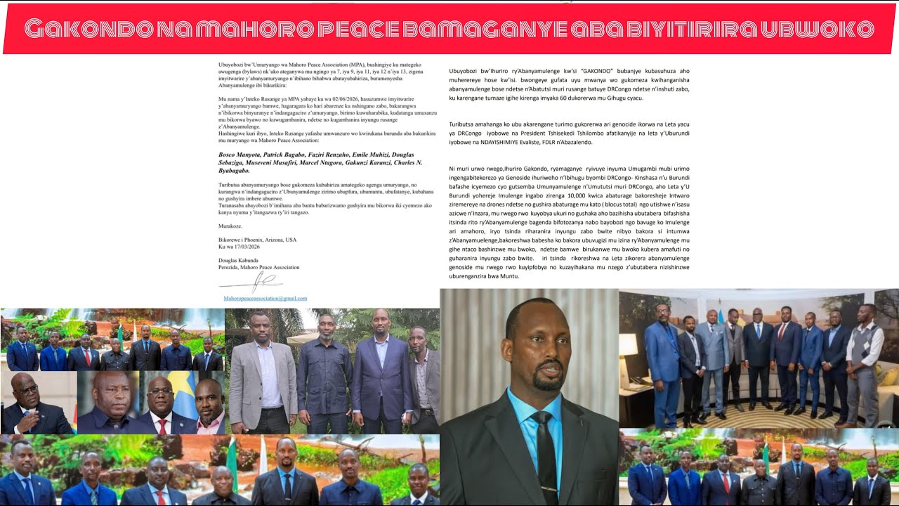 URWEGO RUKURIYE ABANYAMURENGE GAKONDO NA MAHORO PEACE ASSOCIATION BAMAGANYE AGATSIKO BGA KARI BUJA.