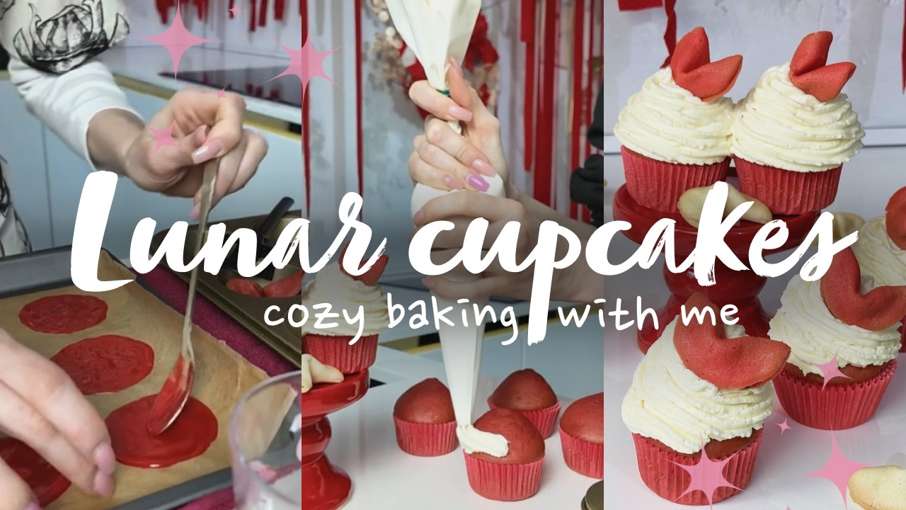 Red Velvet Cupcakes with Fortune Cookies 🧁 | Quiet Baking Vlog | From Scratch