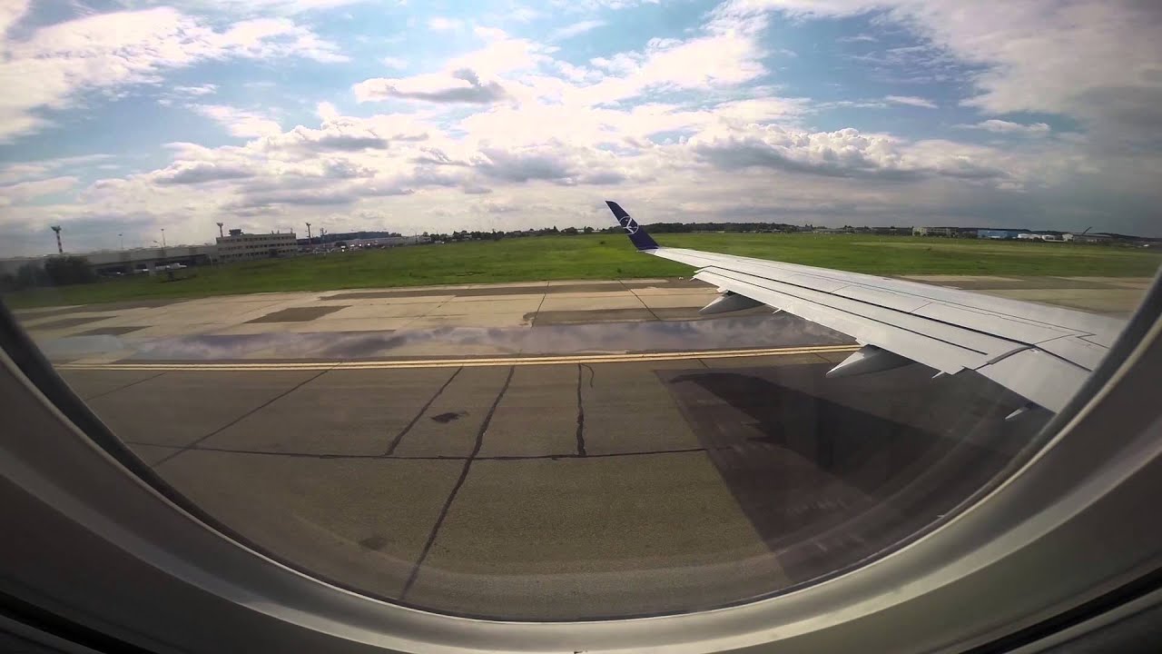 Takeoff from Bucharest Otopeni OTP with LOT Polish Airlines Embraer 175 SP-LIF
