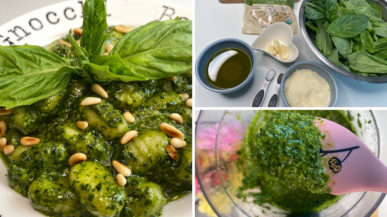 نيوكي بصوص البيستو او الريحان 🌱 الرهيب بطريقة مدينة جنوه الايطاليه Gnocchi alla Genovese #ايطاليا