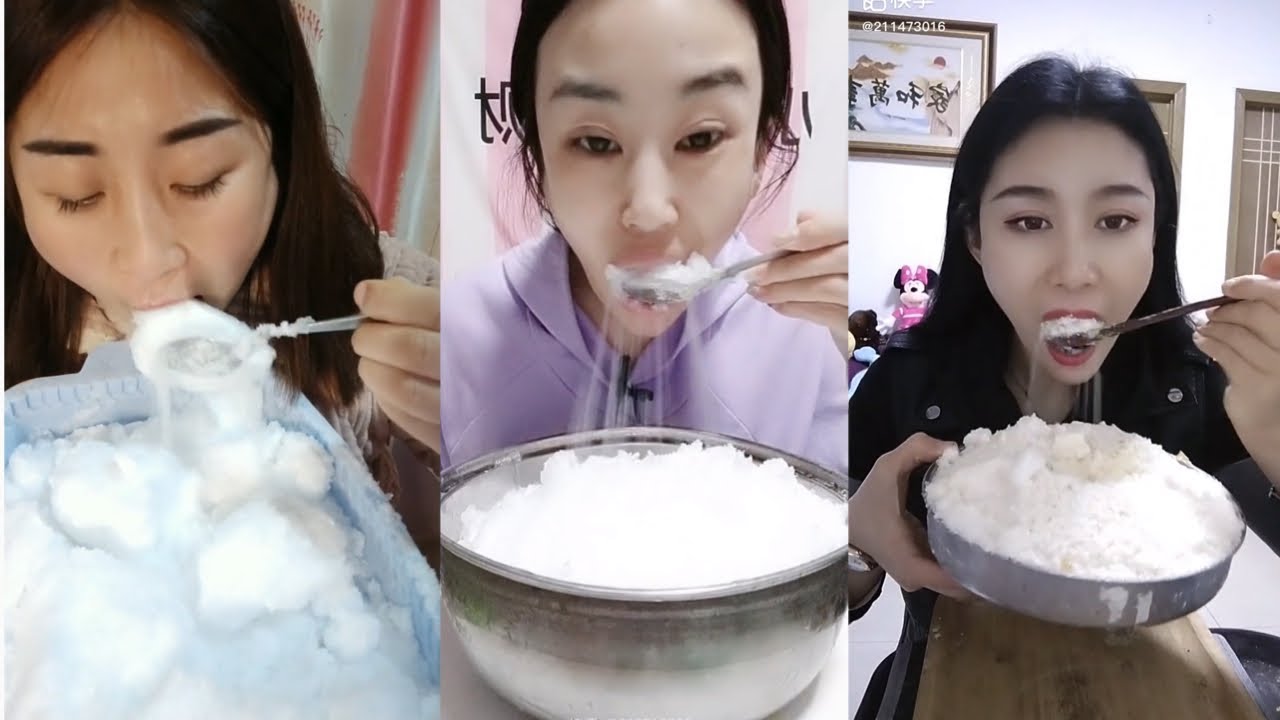 (ASMR) WHITE ICE SPOONFULS & WATERFALLS ICE EATING  | FREEZER FROST AND SHAVED ICE #10