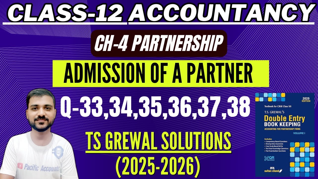 CH 4 ADMISSION OF A PARTNER | CLASS 12 | ACCOUNTS | TS GREWAL | Q-33,34,35,36,37,38 |HIDDEN GOODWILL
