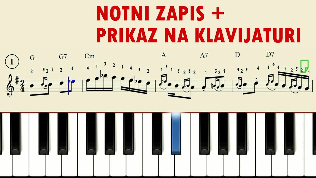 Devojačko kolo NOTNI ZAPIS + PRIKAZ NA KLAVIJATURI (tutorial)