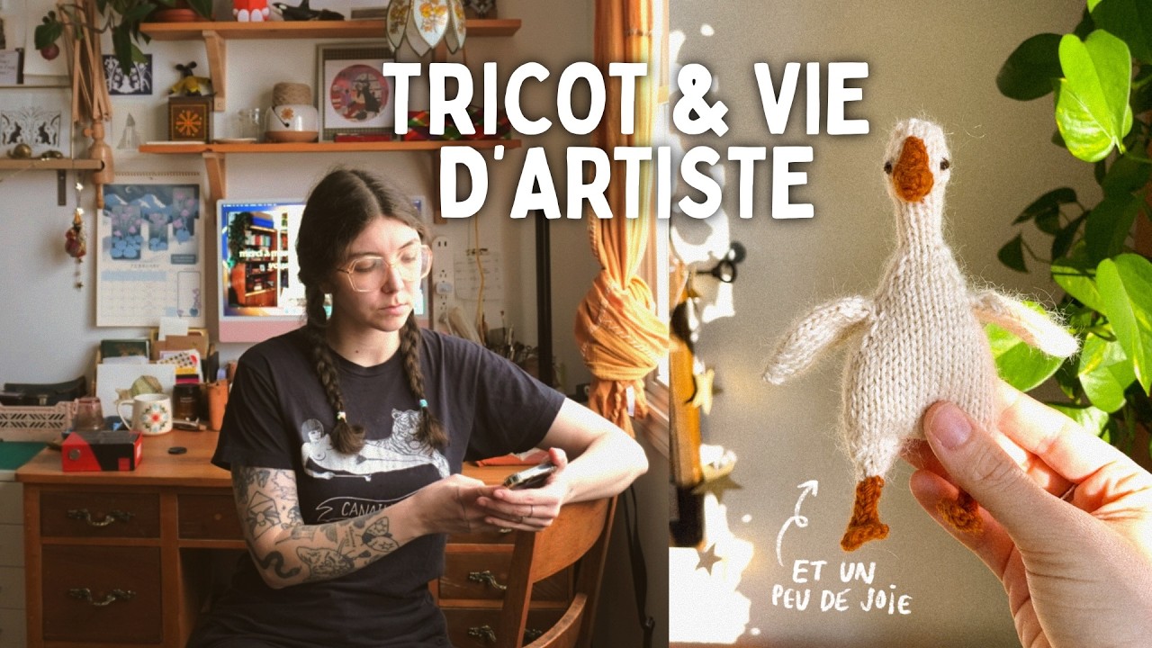 une oie tricotée 🪿✹ vlog d'artiste à la maison