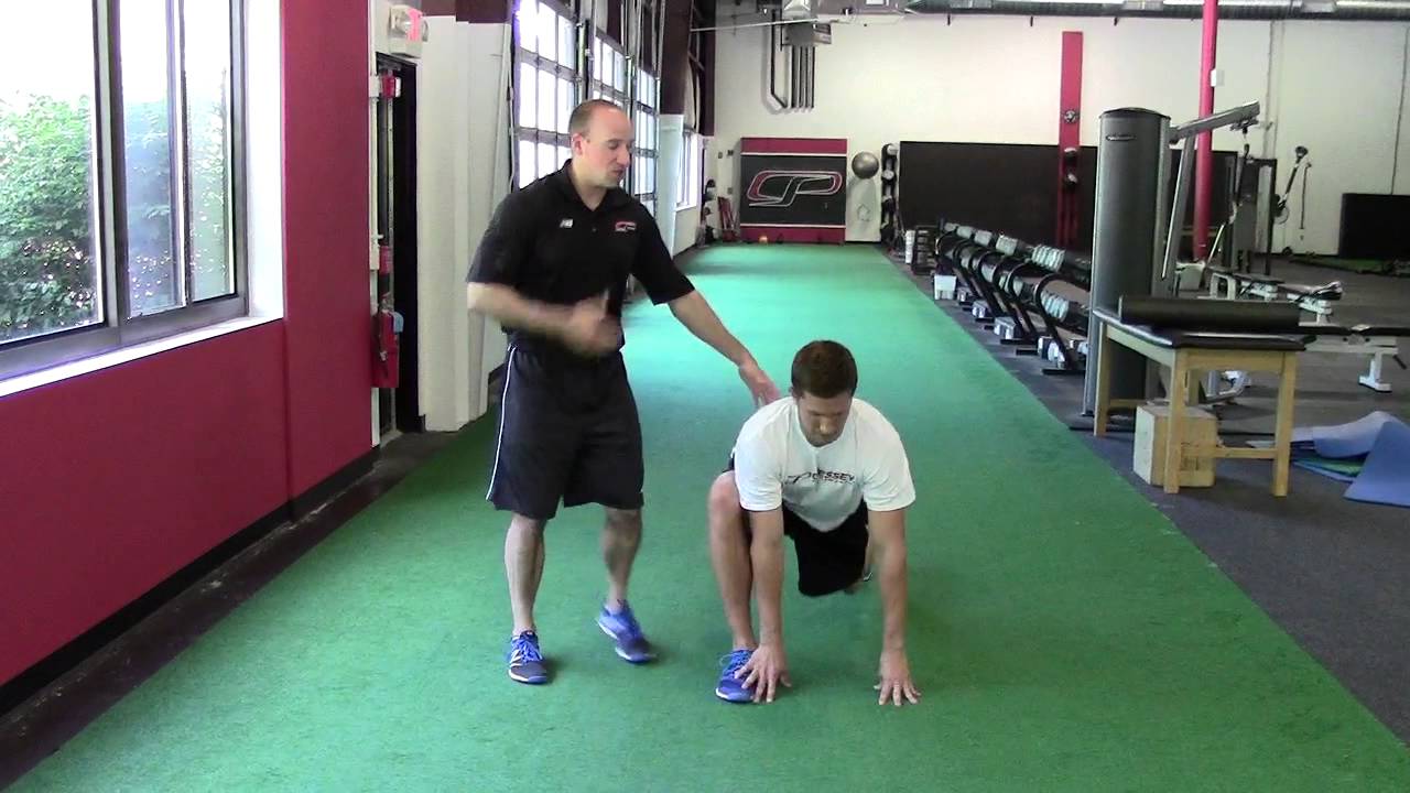 HighPerformanceHandbook.com: Walking Spiderman with Hip Lift and Overhead Reach