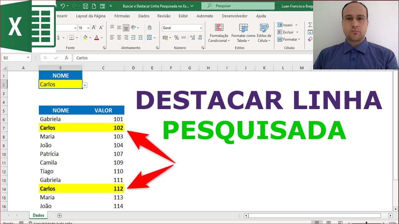 Buscar e Destacar Linha Pesquisada no Excel | F&Aacute;CIL DE FAZER