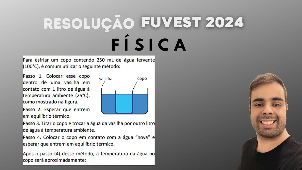 Fuvest 2024 - Para esfriar um copo contendo 250 mL de água fervente (100°C), é comum utilizar o