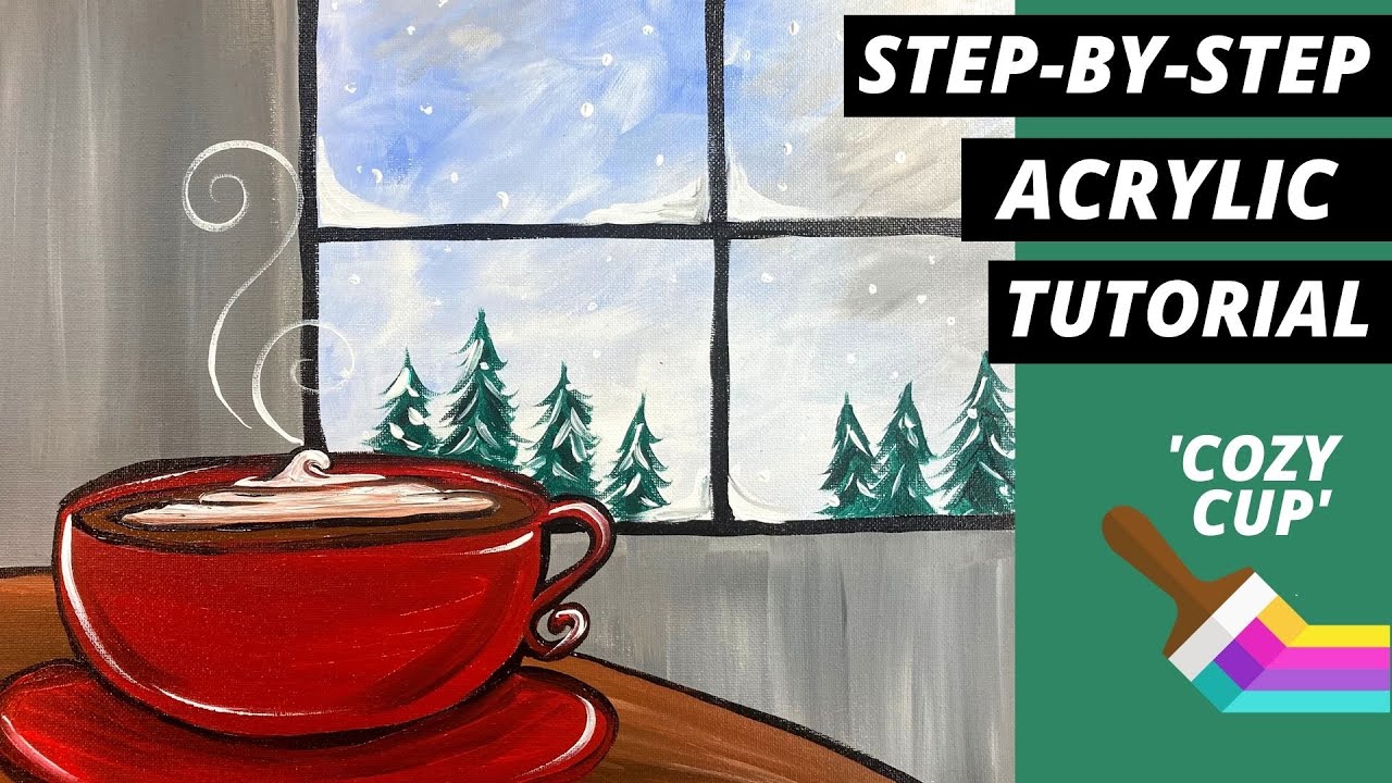 EP42- 'Cozy Cup' - Easy acrylic hot cocoa painting tutorial