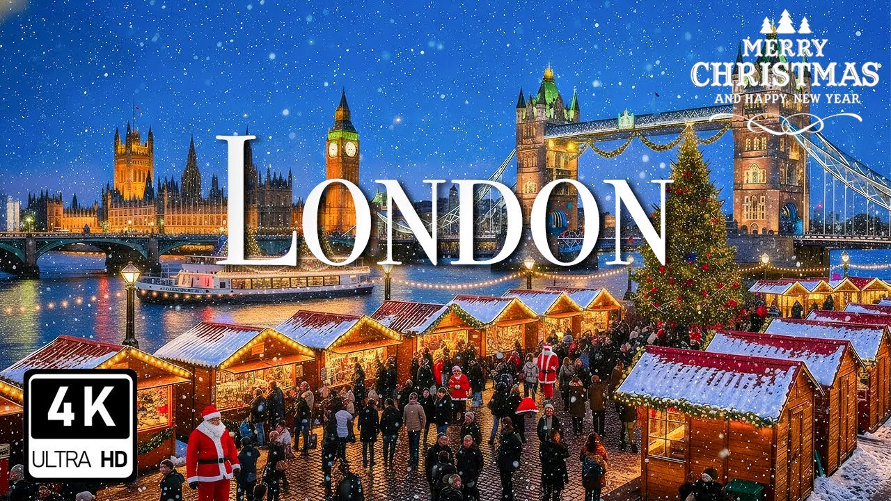 The Magic of Christmas in London  A Festive Winter Atmosphere 4K 🎄✨ Magical Holiday Lights