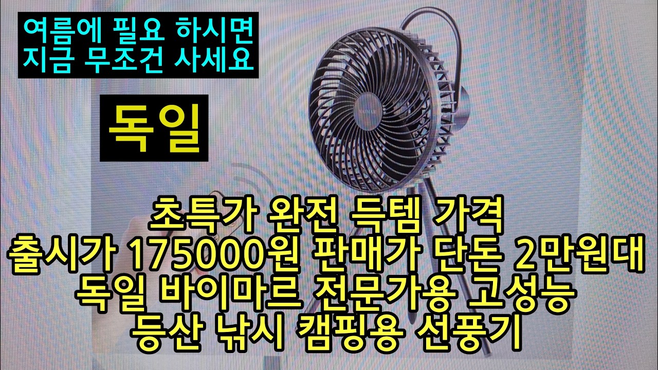 초특가 완전 득템 가격 출시가 175000원 판매가 단돈 2만원대 독일 바이마르 전문가용 고성능 등산 낚시 캠핑용 선풍기