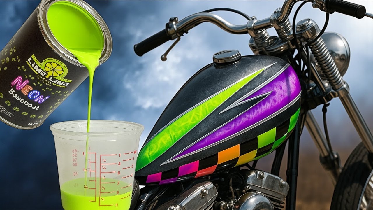 Insane 90's Style Motorcycle Tank with LiME LiNE Neon Paint