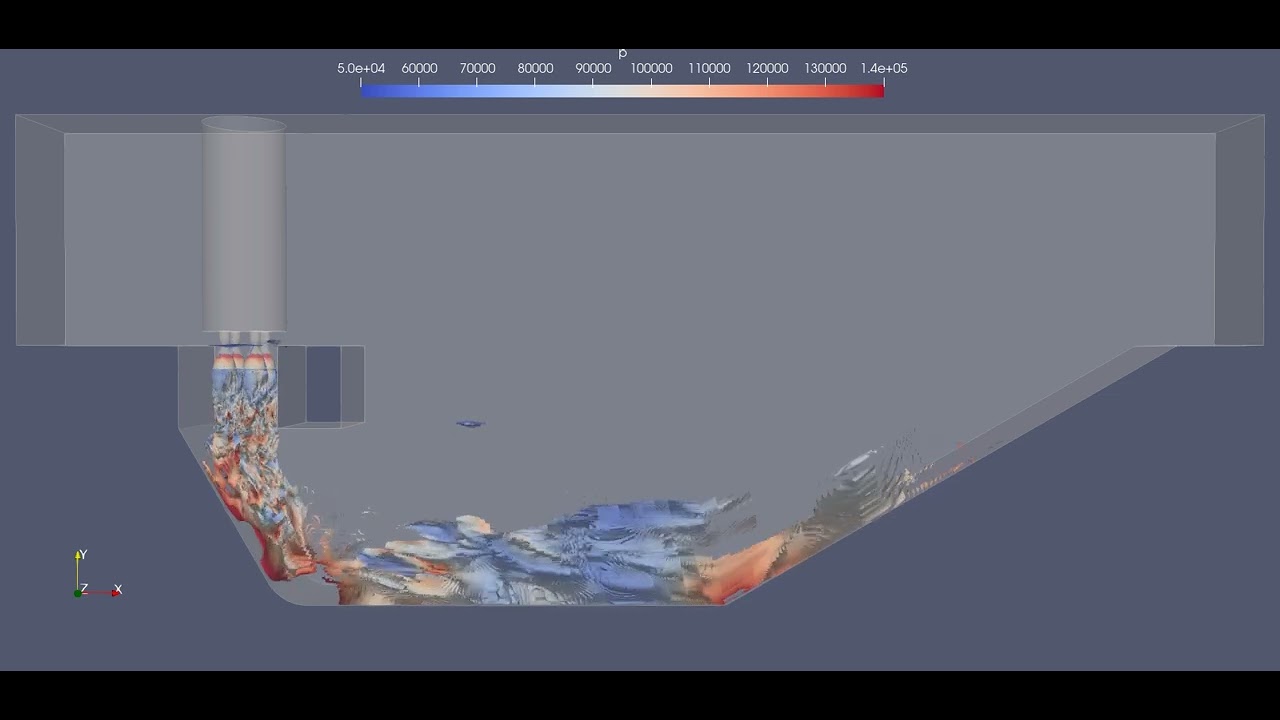 Generic Space Launch Vehicle Ramp CFD Investigaton with OpenFOAM (Pressure Contour)
