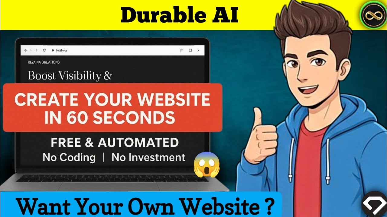 Build a Free Website in 60 Seconds with Durable AI (No Code, No Designing )Hindi Tutorial