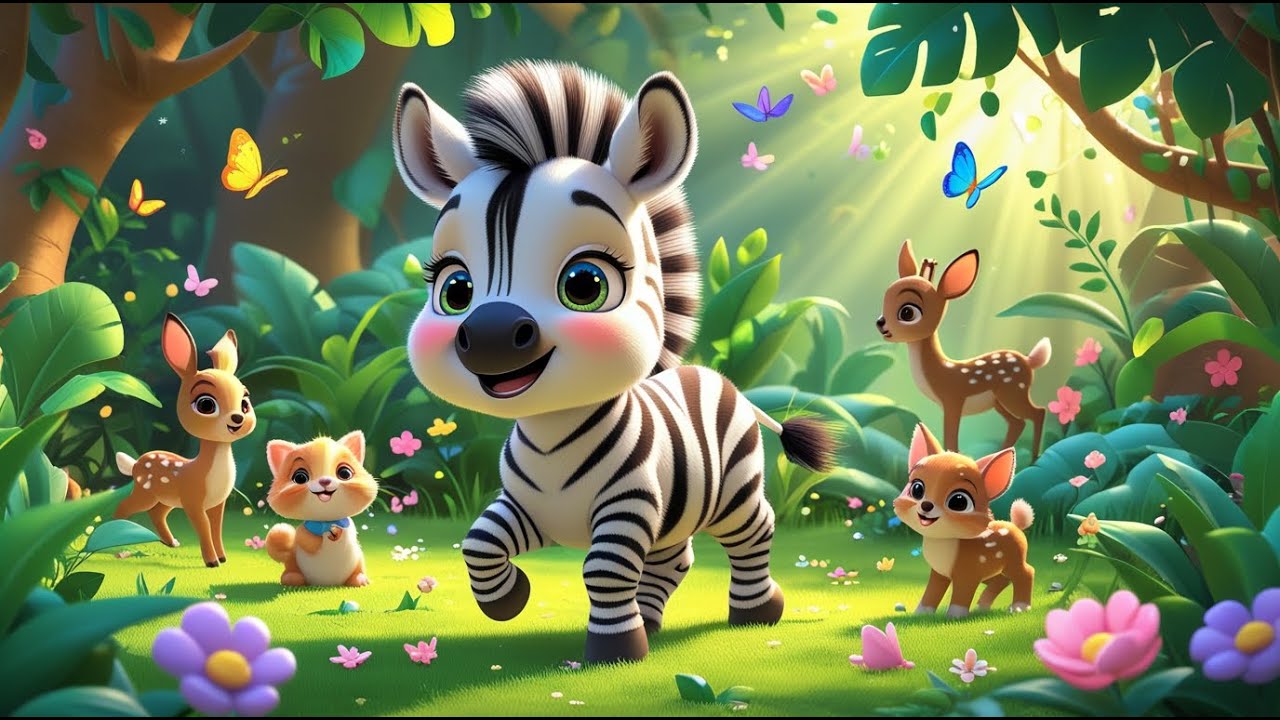 Cute Fluffy Zebra Playing with Animals 🦓 | Jungle Fun Cartoon | Kids Video