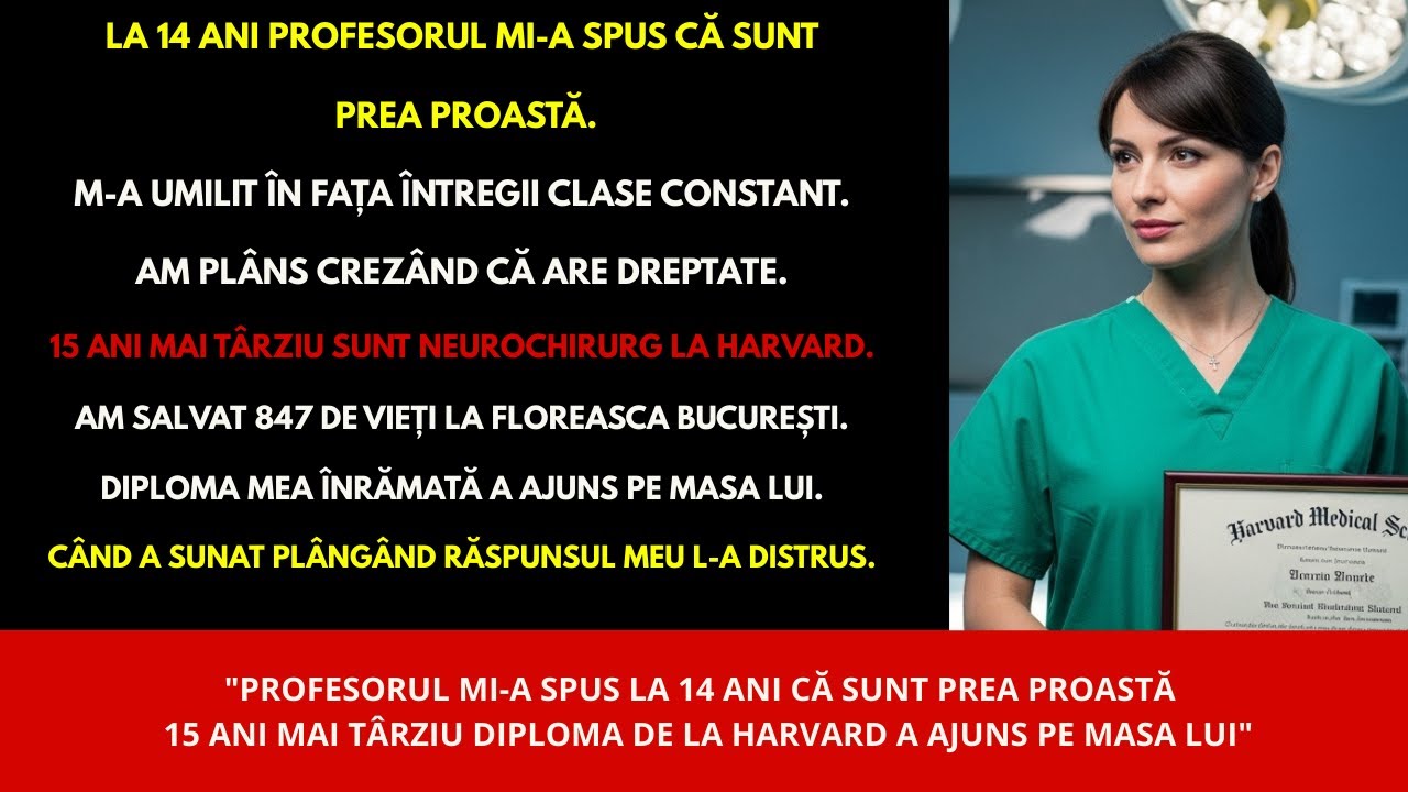 Profesorul a spus că nu voi reuși niciodată...diploma mea a ajuns pe masă.