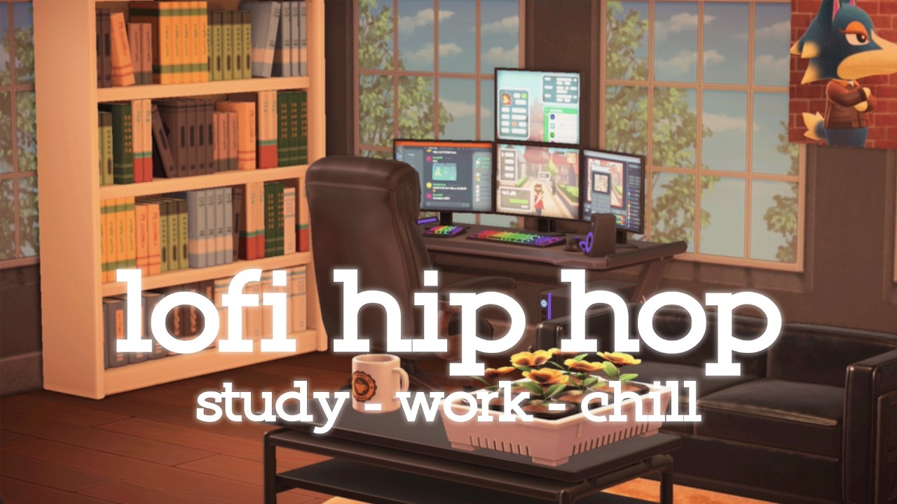 lofi hip hop radio - cozy desk setup ₊˚⊹♡ Animal Crossing ambience (study / work / chill)