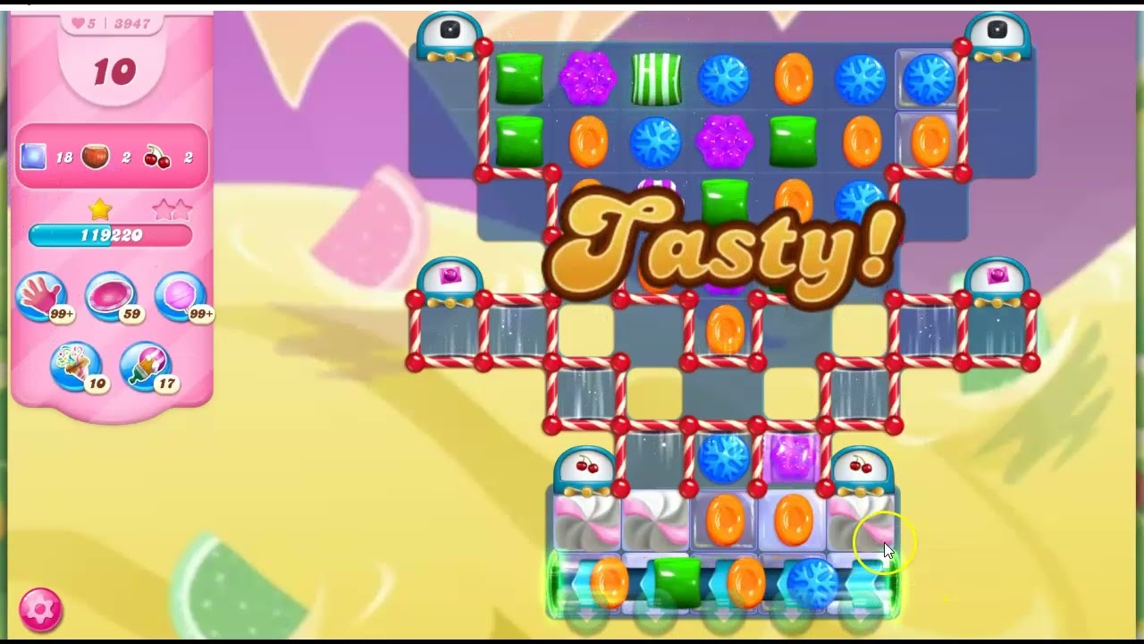 Candy Crush Level 3947 Talkthrough, 23 Moves 0 Boosters
