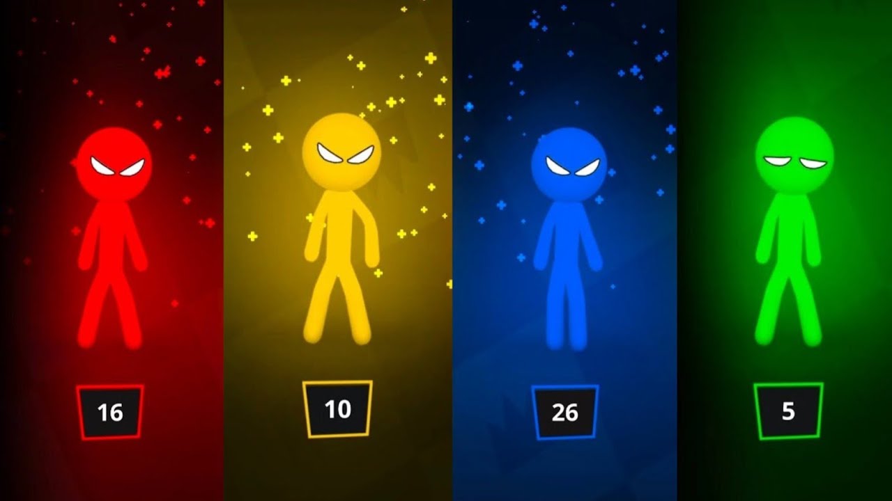 Stickman Party - Турнирный режим, случайный выбор 1-4 игроков | Прохождение игры, обновление мини...