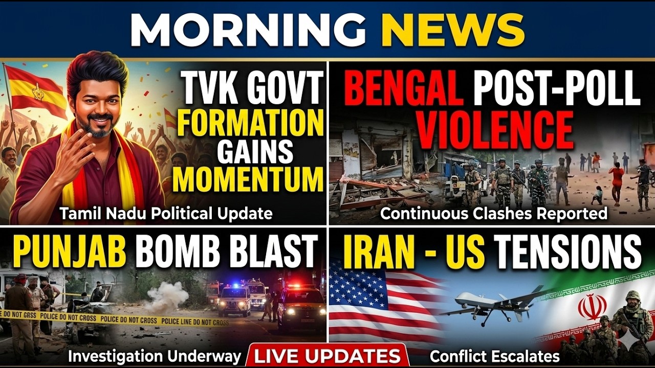 Morning News | TVK Govt Formation Gains Momentum | Bengal Violence | Punjab Bomb Blast