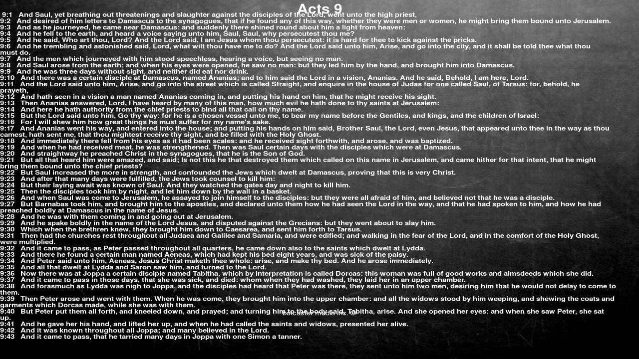 Bible reading, Acts 9, And Saul, yet breathing out threatenings and slaughter against the discip