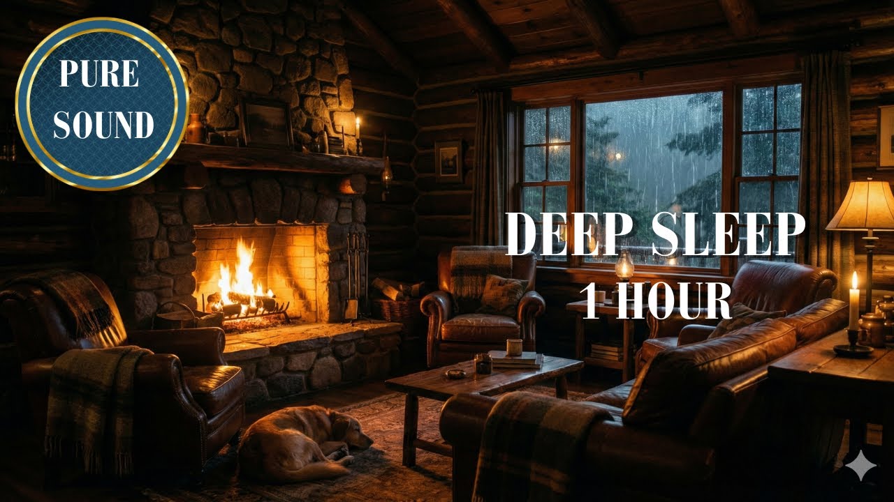 PURE Rain & Crackling Fireplace - NO MUSIC - 1 Hour of Solitary Cabin Ambience [ASMR]